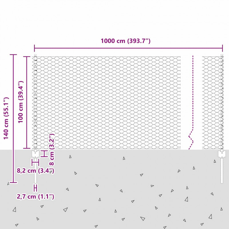 Ogrodzenie z słupkiem Zielony 1 x 10 m Stal i PVC