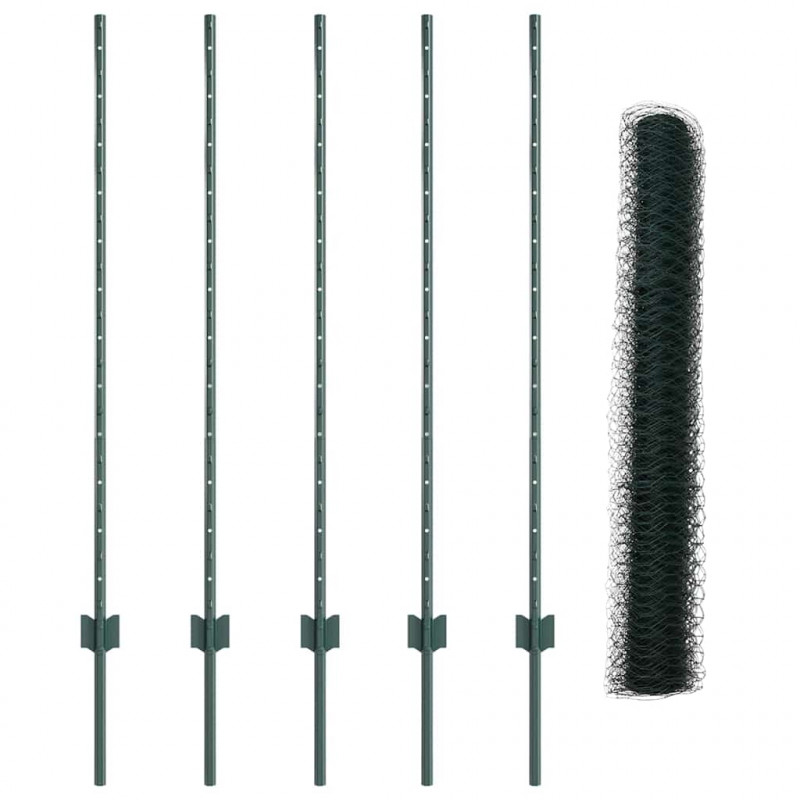 Ogrodzenie z słupkiem Zielony 1,2 x 10 m Stal i PVC