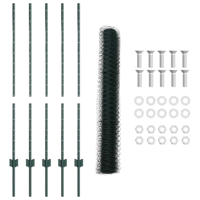 Ogrodzenie z słupkiem Zielony 1,2 x 10 m Stal i PVC