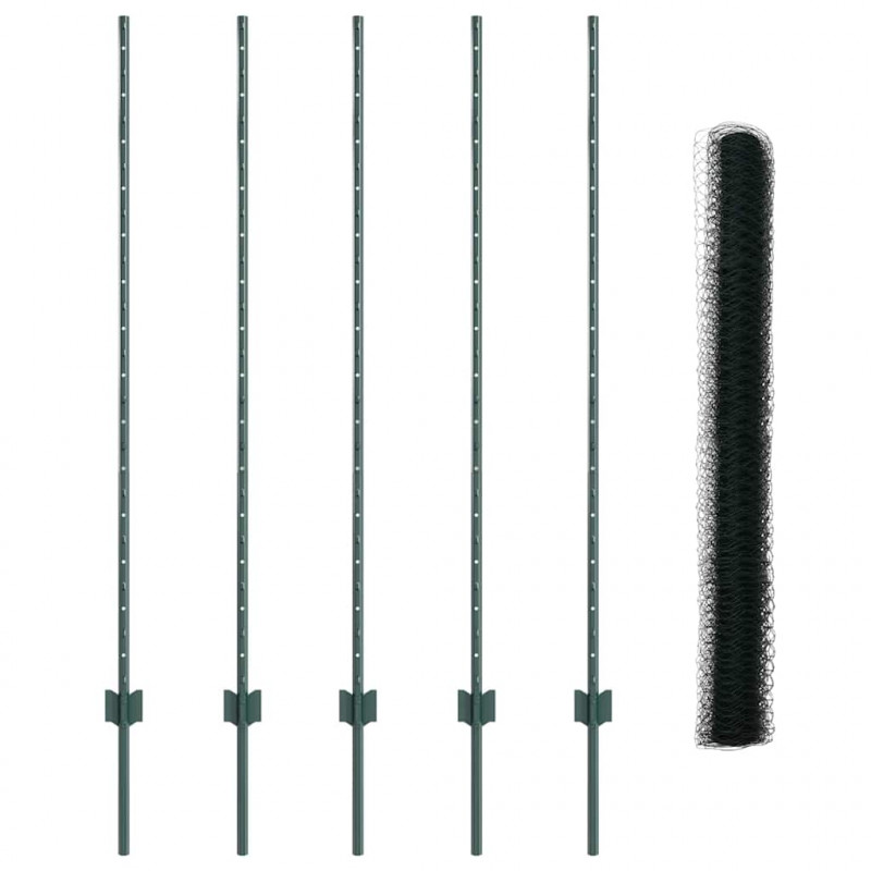 Ogrodzenie z słupkiem Zielony 1,4 x 10 m Stal i PVC