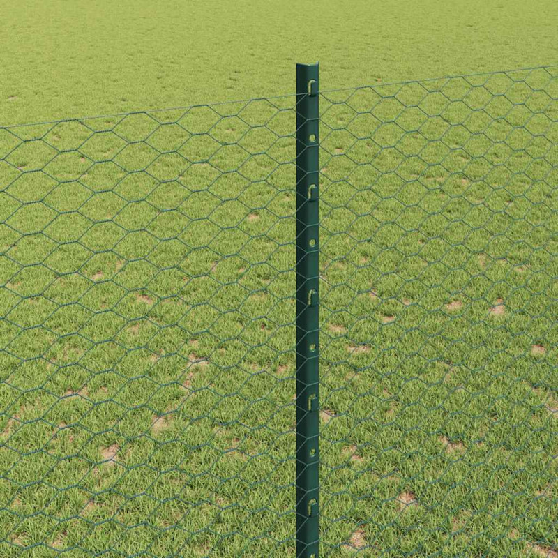 Ogrodzenie z słupkiem Zielony 1,5 x 10 m Stal i PVC