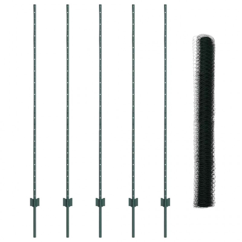 Ogrodzenie z słupkiem Zielony 1,6 x 10 m Stal i PVC