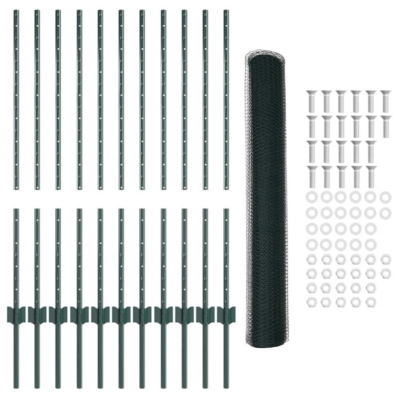 Ogrodzenie z słupkiem Zielony 1 x 25 m Stal
