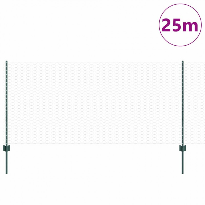 Ogrodzenie z słupkiem Zielony 1 x 25 m Stal