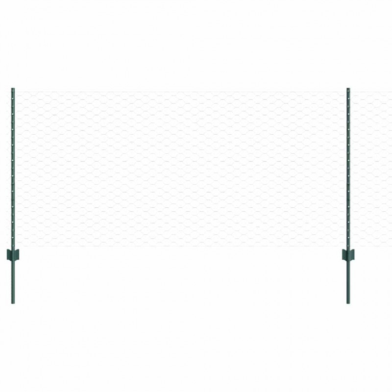 Ogrodzenie z słupkiem Zielony 1 x 25 m Stal