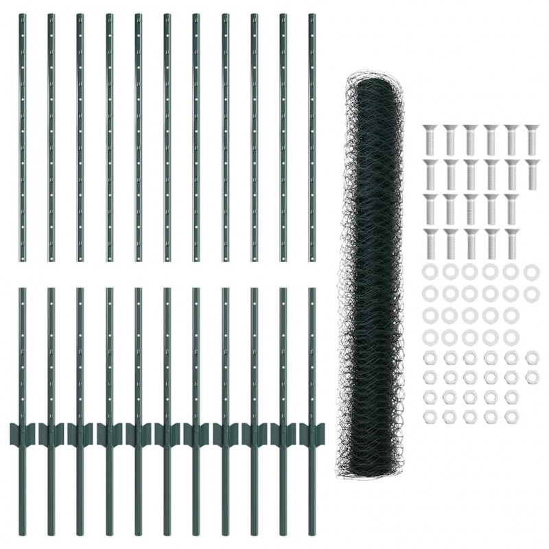 Ogrodzenie z słupkiem Zielony 1 x 25 m Stal