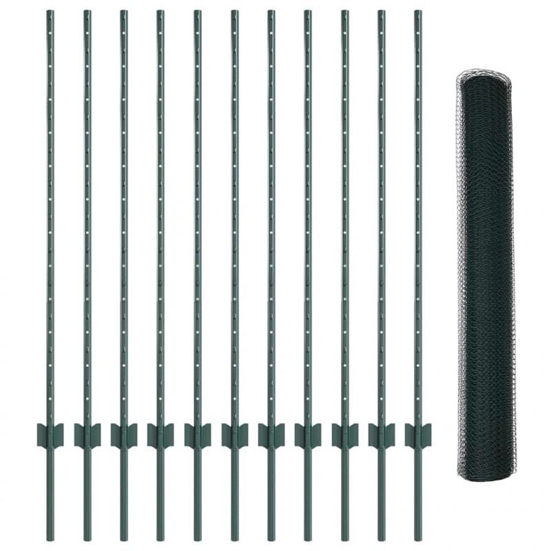 Ogrodzenie z słupkiem Zielony 1,2 x 25 m Stal