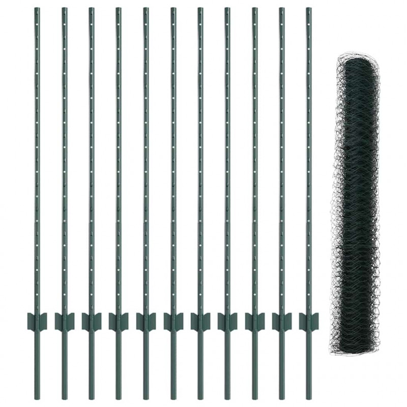 Ogrodzenie z słupkiem Zielony 1,2 x 25 m Stal