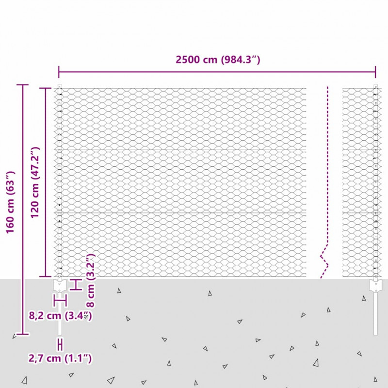 Ogrodzenie z słupkiem Zielony 1,2 x 25 m Stal