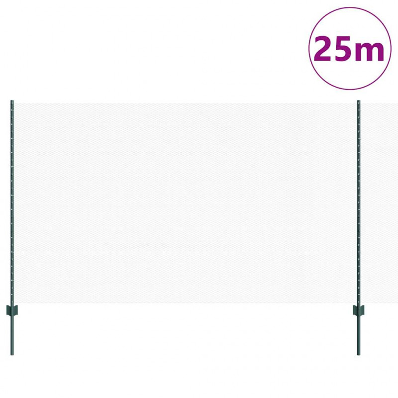 Ogrodzenie z słupkiem Zielony 1,4 x 25 m Stal i PVC