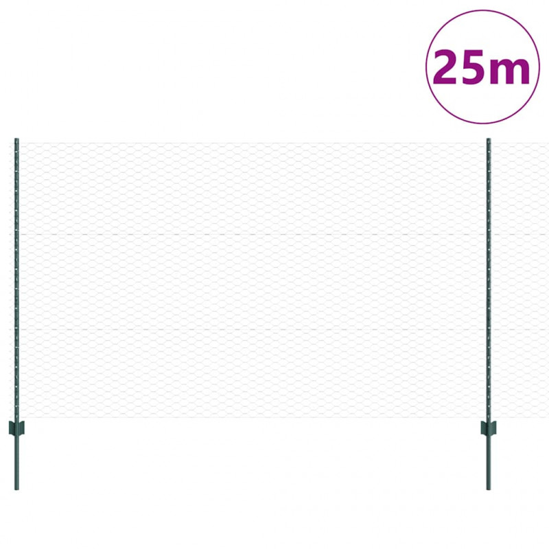 Ogrodzenie z słupkiem Zielony 1,4 x 25 m Stal