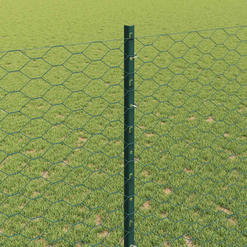 Ogrodzenie z słupkiem Zielony 1,4 x 25 m Stal