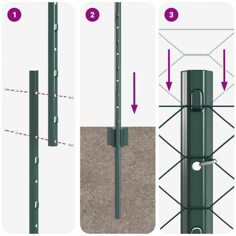Ogrodzenie z słupkiem Zielony 1,4 x 25 m Stal