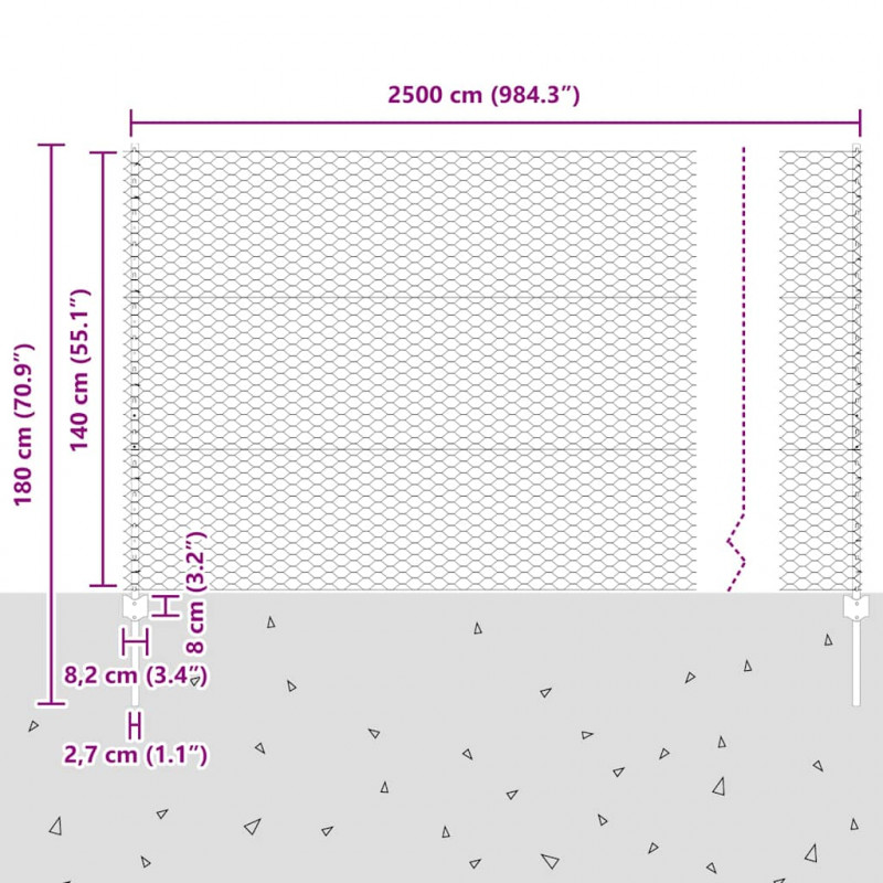 Ogrodzenie z słupkiem Zielony 1,4 x 25 m Stal