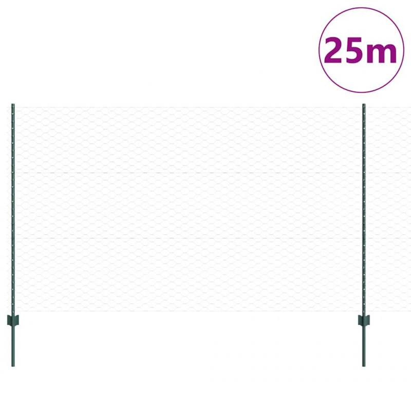 Ogrodzenie z słupkiem Zielony 1,4 x 25 m Stal