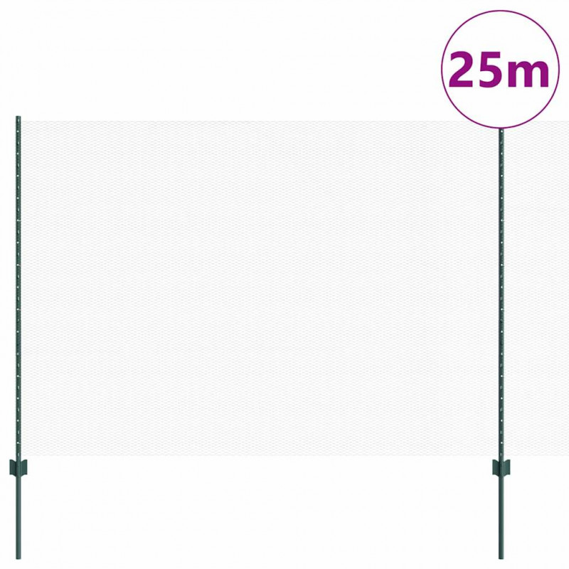 Ogrodzenie z słupkiem Zielony 1,5 x 25 m Stal