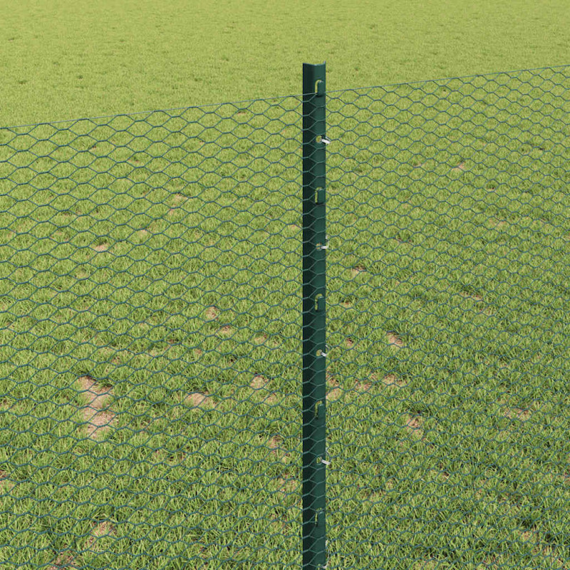 Ogrodzenie z słupkiem Zielony 1 x 50 m Stal i PVC