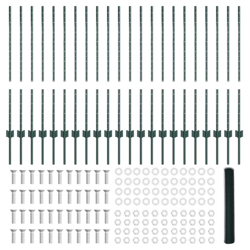 Ogrodzenie z słupkiem Zielony 1 x 50 m Stal i PVC