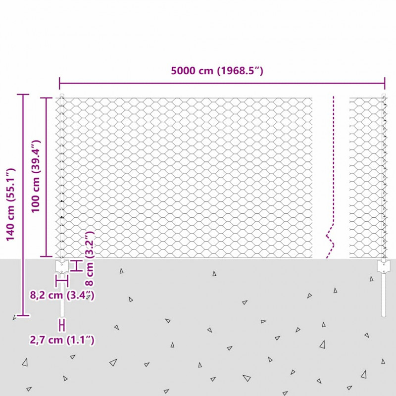 Ogrodzenie z słupkiem Zielony 1 x 50 m Stal i PVC