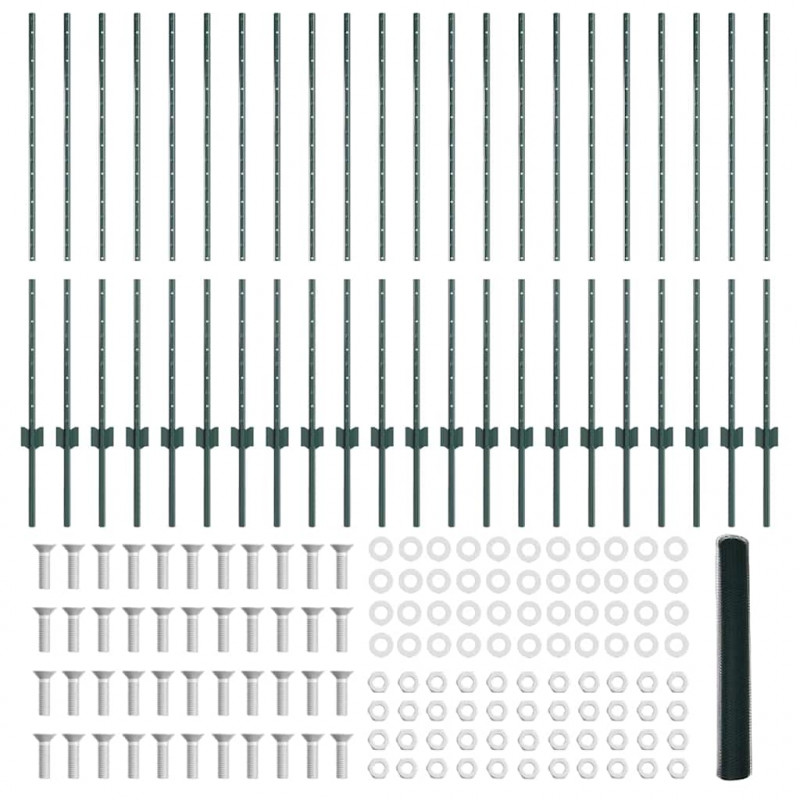 Ogrodzenie z słupkiem Zielony 1,2 x 50 m Stal i PVC