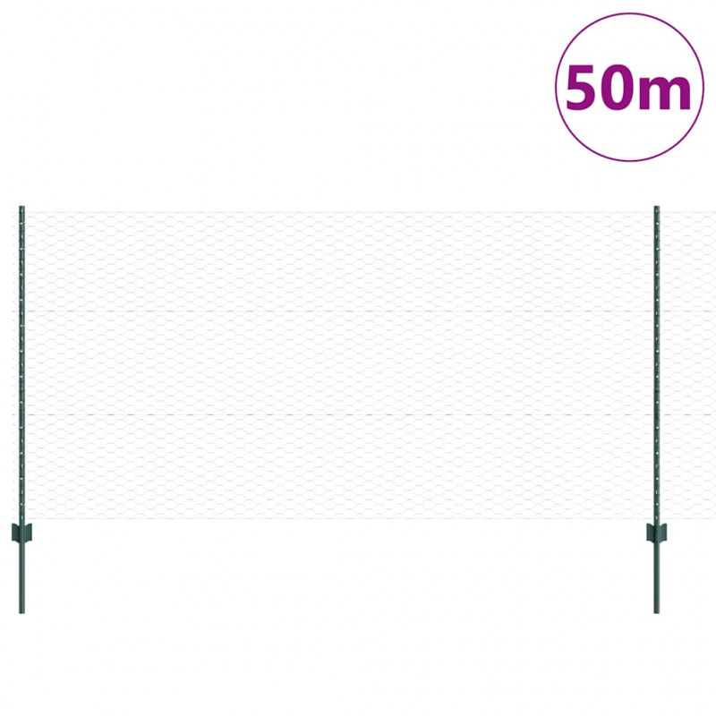 Ogrodzenie z słupkiem Zielony 1,2 x 50 m Stal i PVC