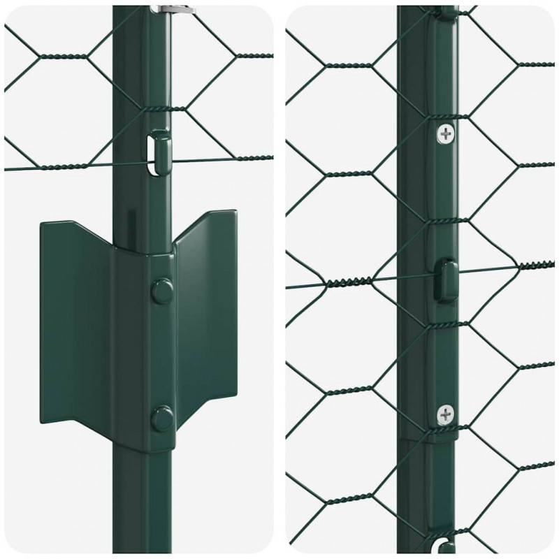 Ogrodzenie z słupkiem Zielony 1,5 x 50 m Stal i PVC