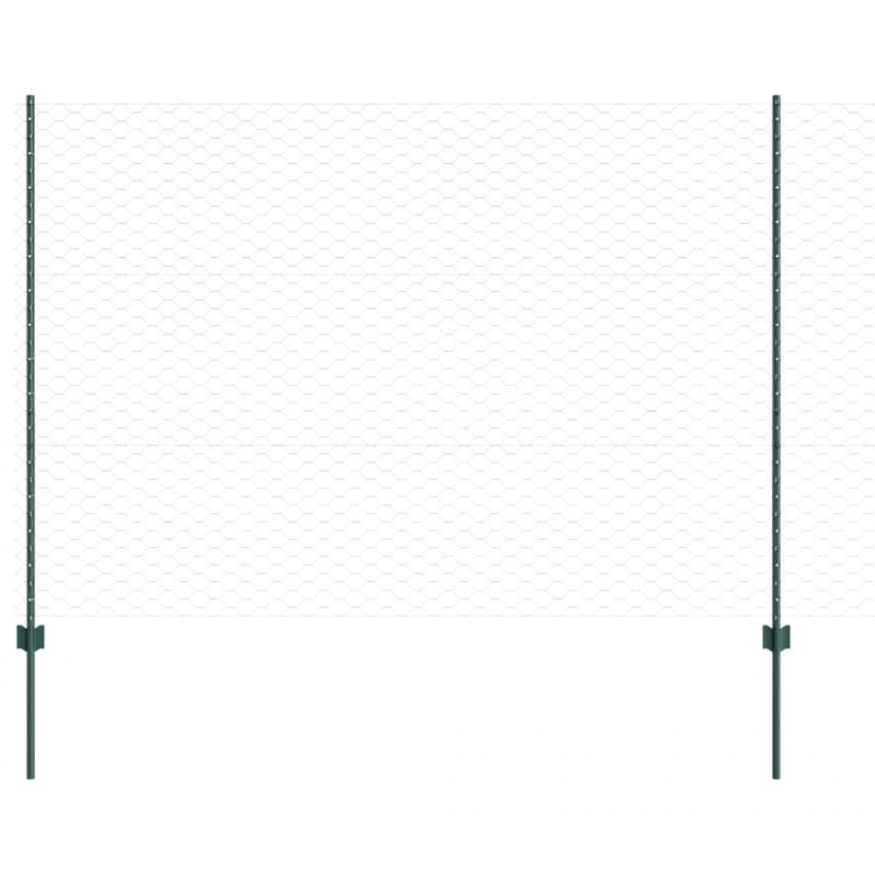 Ogrodzenie z słupkiem Zielony 1,5 x 50 m Stal i PVC