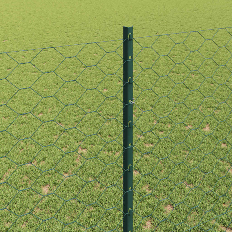 Ogrodzenie z słupkiem Zielony 1,5 x 50 m Stal i PVC