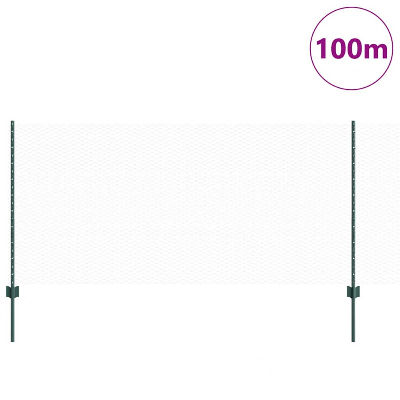Ogrodzenie z słupkiem Zielony 1 x 100 m Stal i PVC