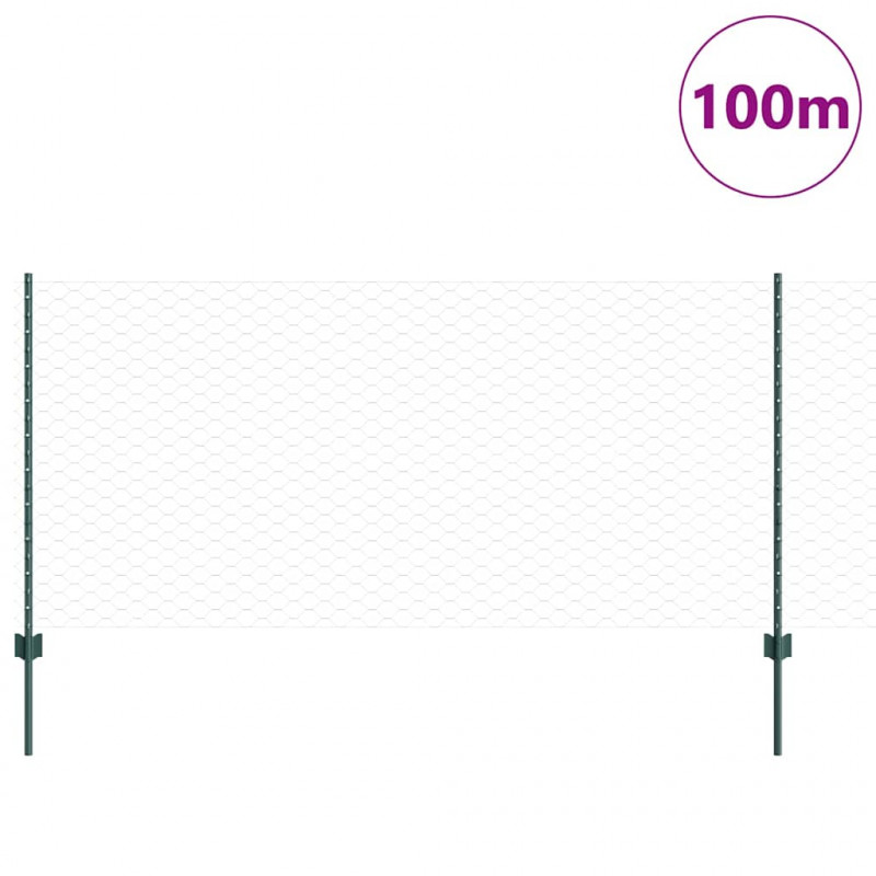 Ogrodzenie z słupkiem Zielony 1 x 100 m Stal i PVC