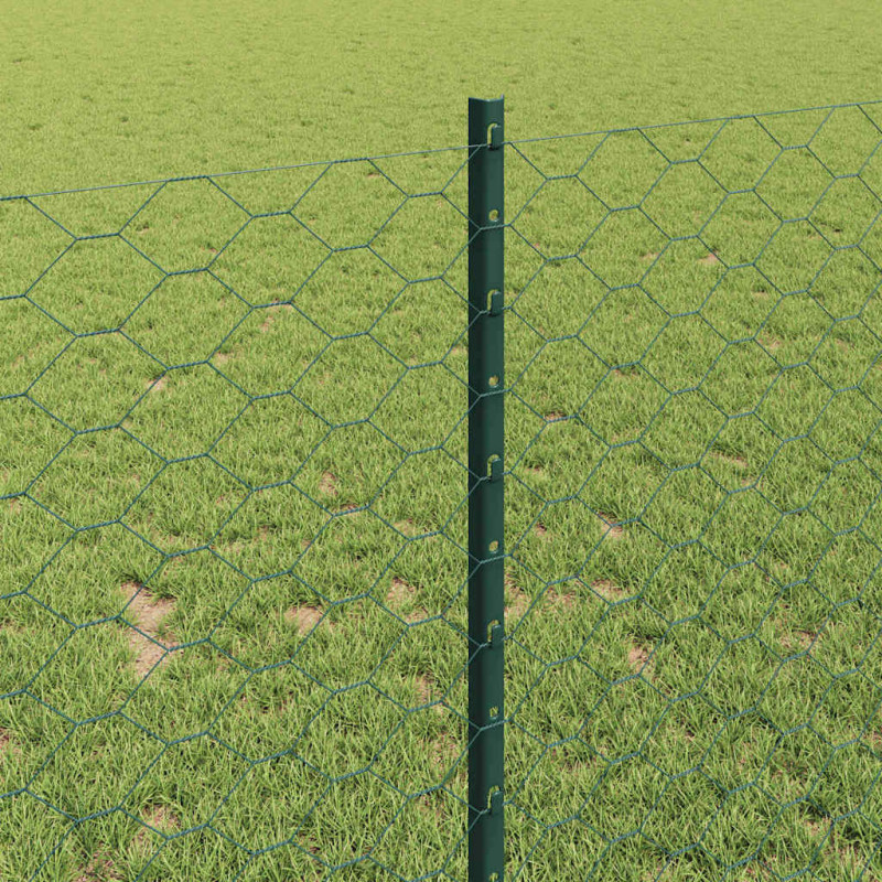 Ogrodzenie z słupkiem Zielony 1 x 100 m Stal i PVC