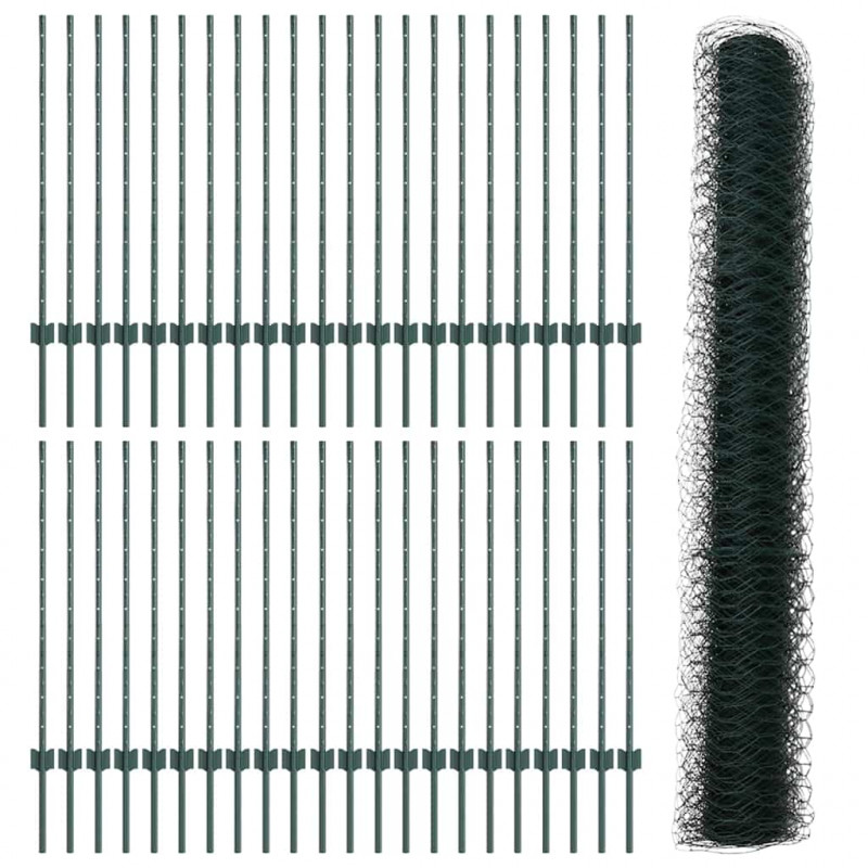 Ogrodzenie z słupkiem Zielony 1 x 100 m Stal i PVC