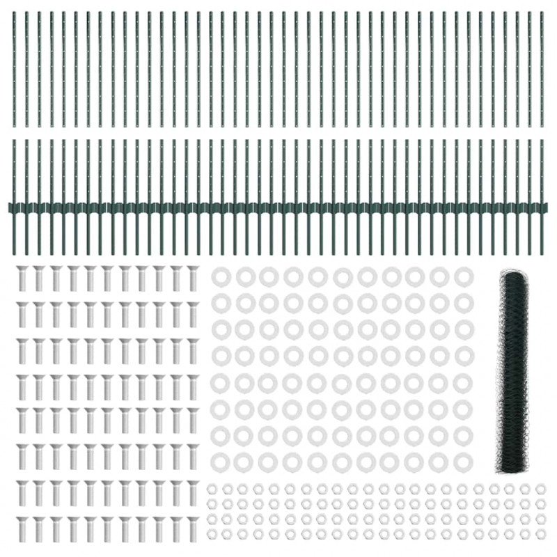 Ogrodzenie z słupkiem Zielony 1 x 100 m Stal i PVC