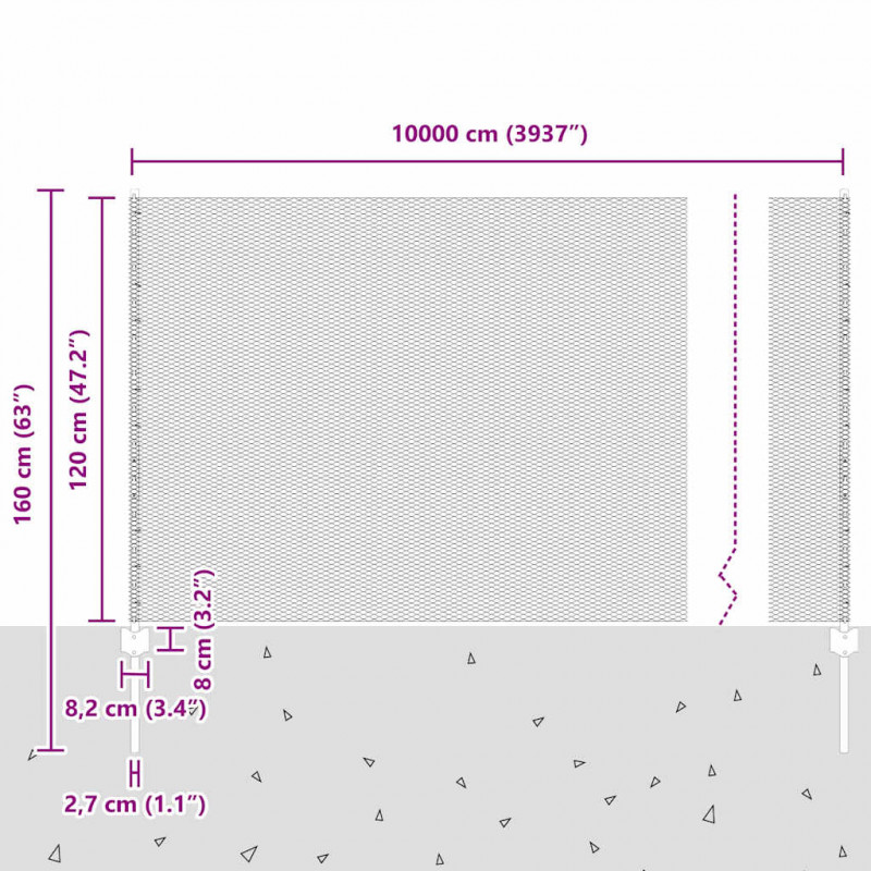 Ogrodzenie z słupkiem Zielony 1,2 x 100 m Stal i PVC