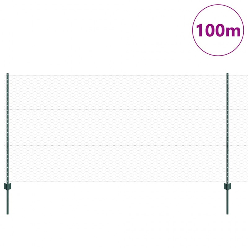 Ogrodzenie z słupkiem Zielony 1,2 x 100 m Stal i PVC