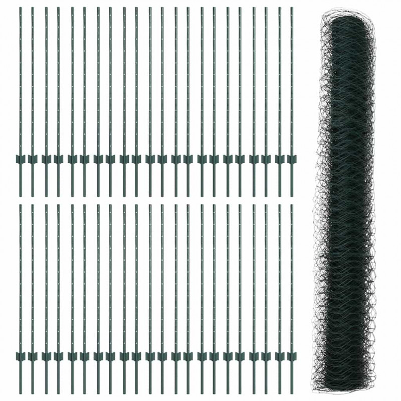 Ogrodzenie z słupkiem Zielony 1,2 x 100 m Stal i PVC