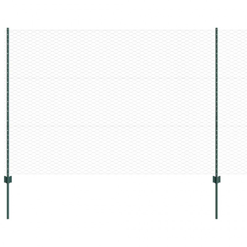 Ogrodzenie z słupkiem Zielony 1,5 x 100 m Stal i PVC