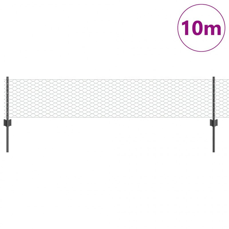 Ogrodzenie z słupkiem Szary 0,4 x 10 m Stal i PVC