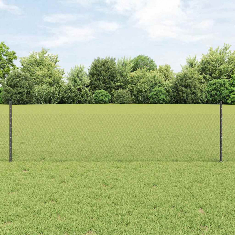 Ogrodzenie z słupkiem Szary 0,5 x 10 m Stal i PVC