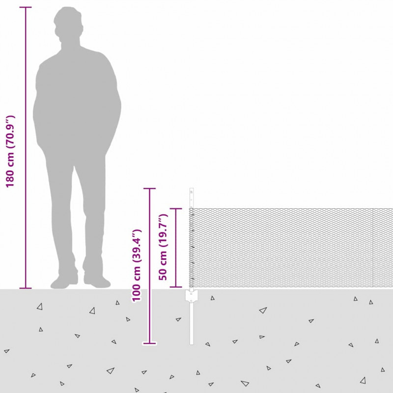 Ogrodzenie z słupkiem Szary 0,5 x 10 m Stal i PVC