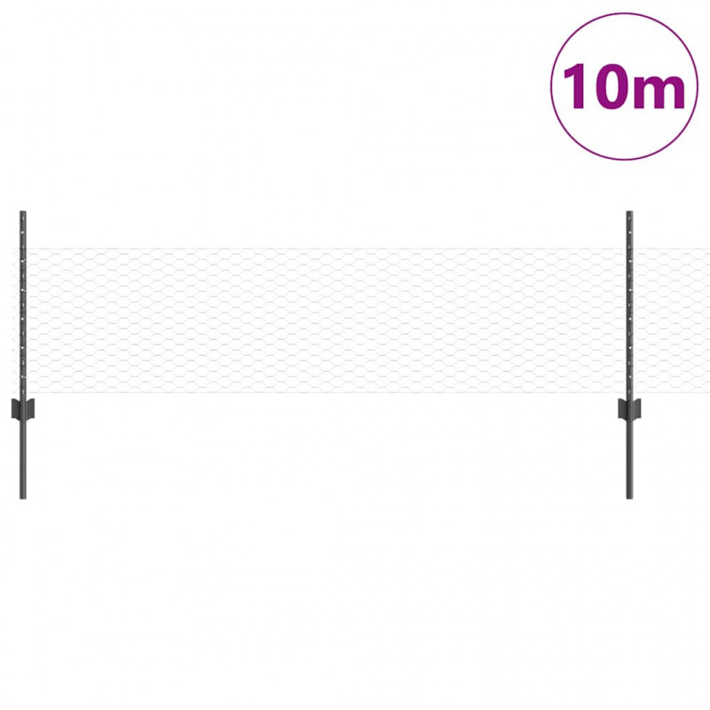 Ogrodzenie z słupkiem Szary 0,5 x 10 m Stal i PVC