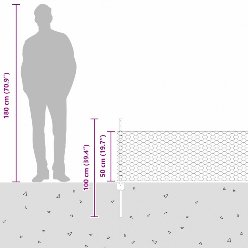 Ogrodzenie z słupkiem Szary 0,5 x 10 m Stal i PVC