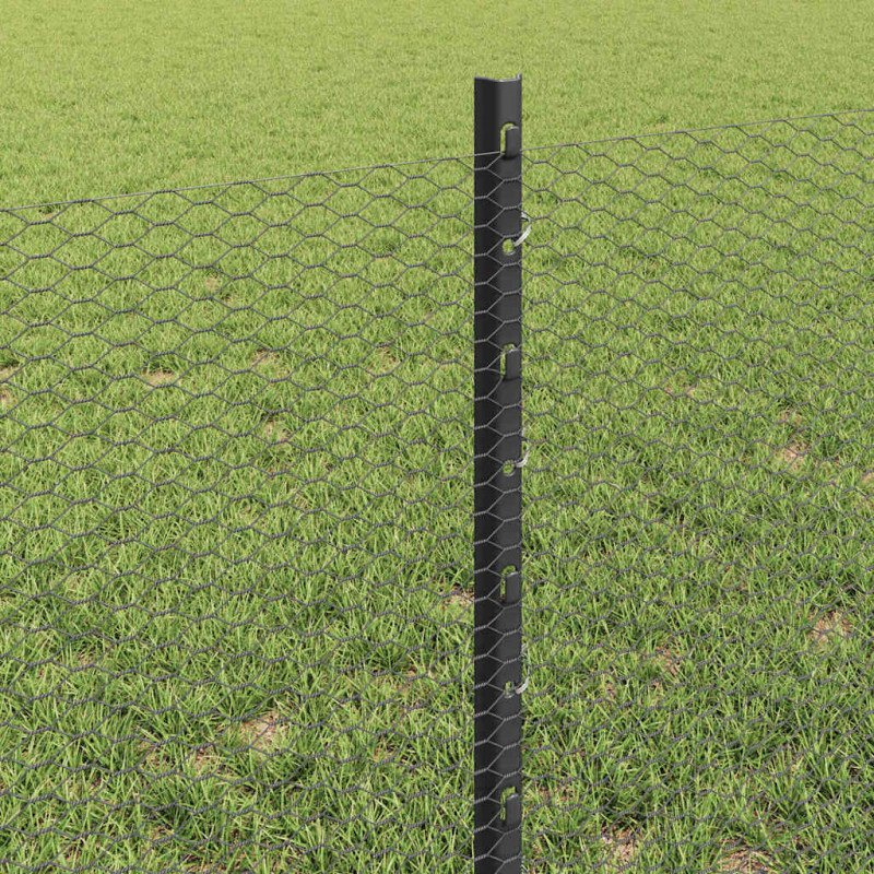 Ogrodzenie z słupkiem Szary 0,6 x 10 m Stal i PVC