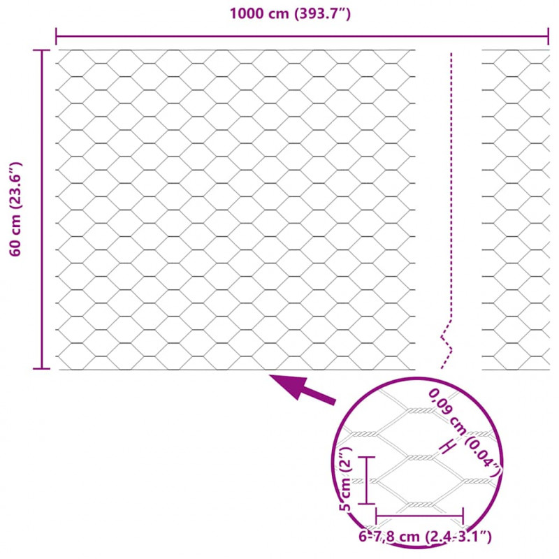 Ogrodzenie z słupkiem Szary 0,6 x 10 m Stal i PVC