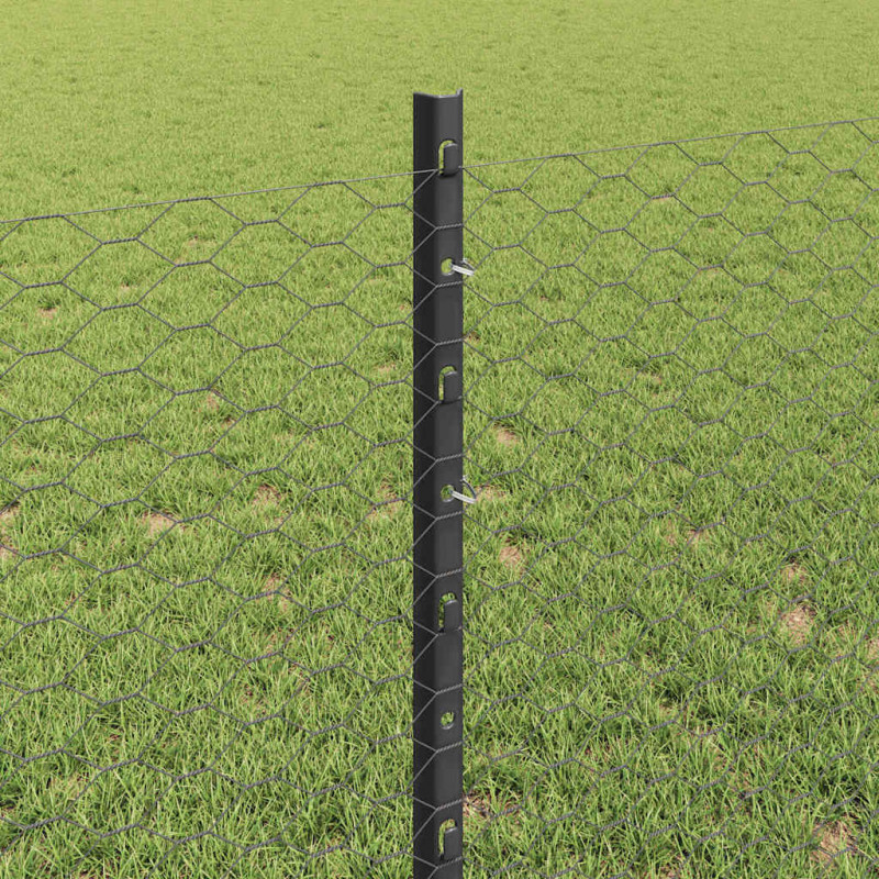 Ogrodzenie z słupkiem Szary 0,8 x 10 m Stal i PVC