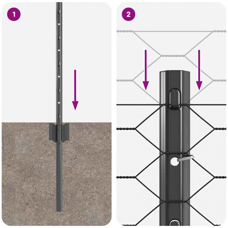 Ogrodzenie z słupkiem Szary 0,8 x 10 m Stal i PVC