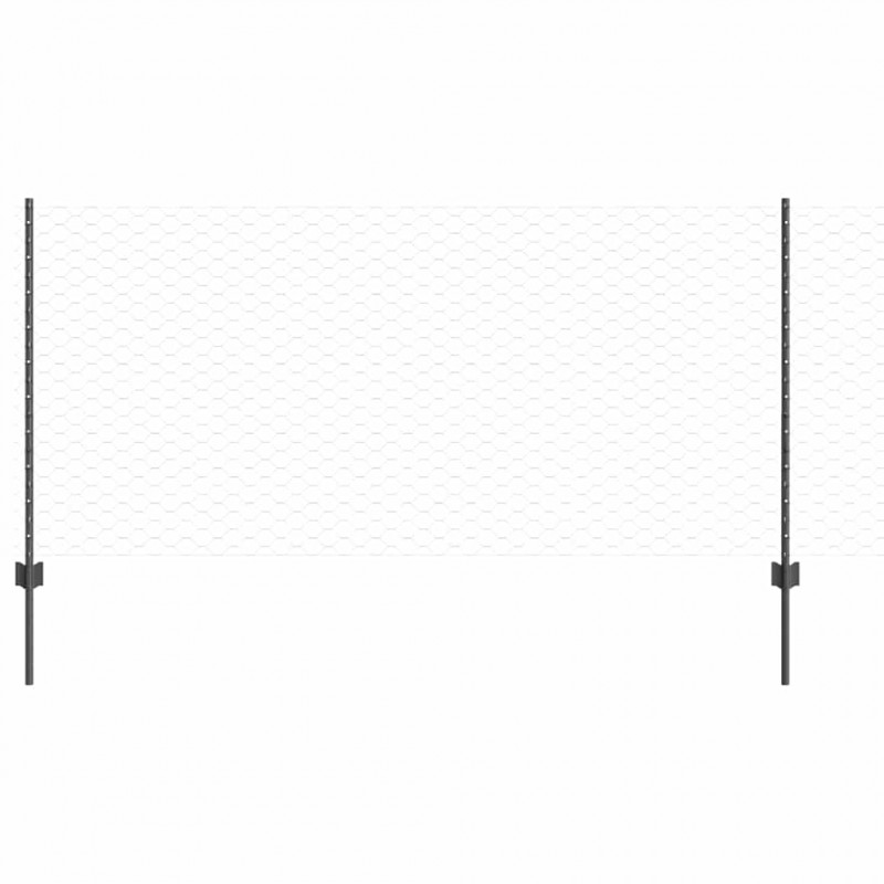 Ogrodzenie z słupkiem Szary 1 x 10 m Stal i PVC