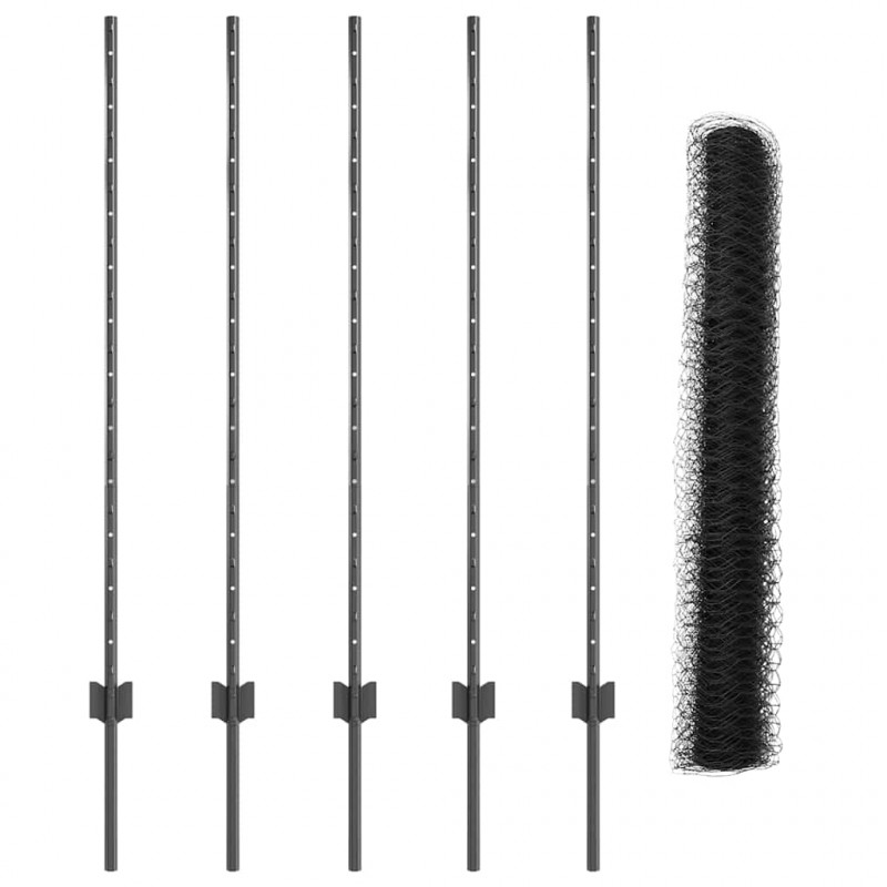Ogrodzenie z słupkiem Szary 1,2 x 10 m Stal i PVC