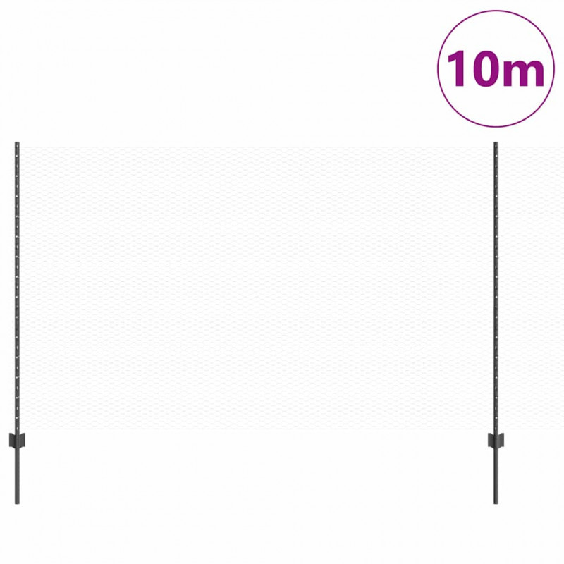 Ogrodzenie z słupkiem Szary 1,4 x 10 m Stal i PVC