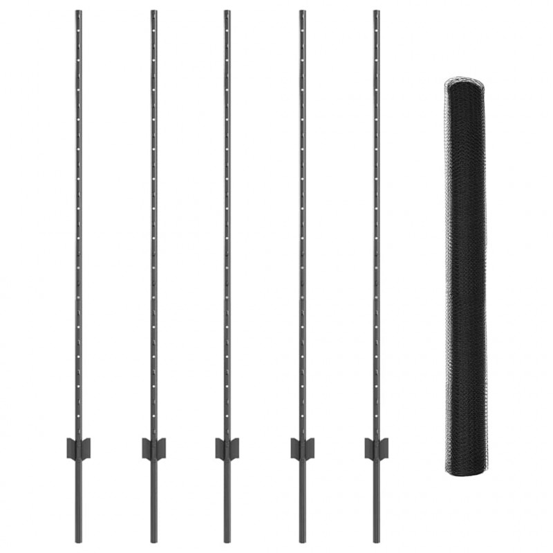 Ogrodzenie z słupkiem Szary 1,4 x 10 m Stal i PVC